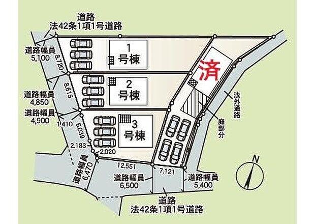  １号棟　２，３９０万円
２号棟　２，１９０万円
３号棟　２，２９０万円
４号棟　ご成約済み

並列３～４台分（車種による）の駐車スペースを確保しました♪