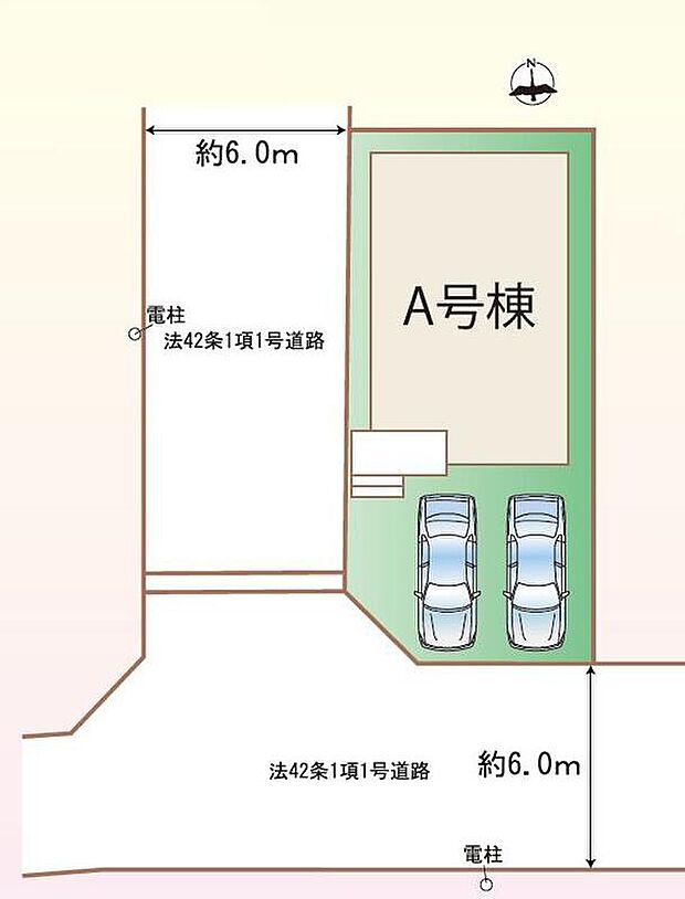 【全体区画図】A号棟 2,890万円
並列2台駐車ができるカースペースを確保しました♪
