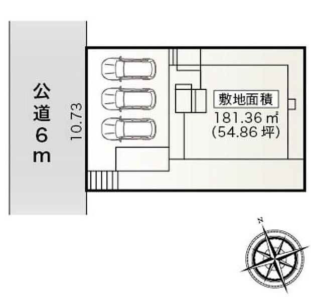 【全体区画図】1号棟 2,480万
並列3台分の駐車スペースを確保しました♪