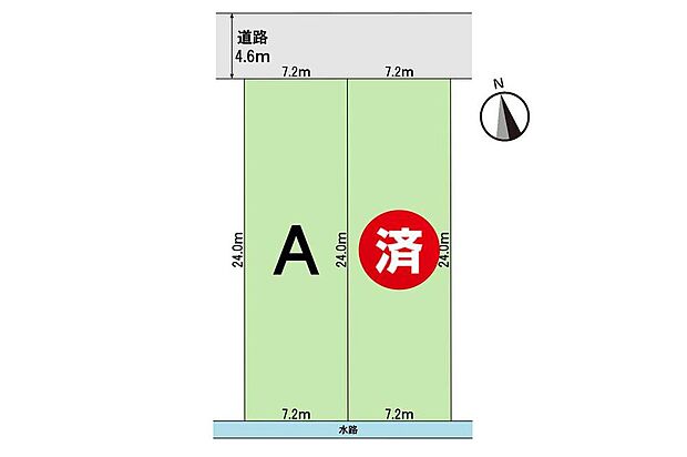 【全体区画図】A棟　３，４８０万円
B棟　ご成約済み

並列２台駐車可能なスペース有り☆