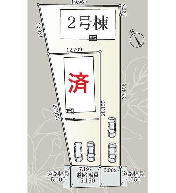 【全体区画図】1号棟 ご成約済み
2号棟 2,990万円
2台分の駐車可能なスペースを確保しました☆