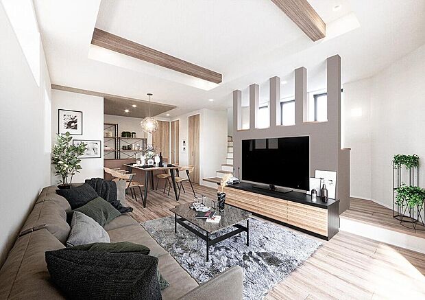 【弊社既分譲内観パース】
明るく開放感のある、くつろぎの住空間。
※画像にはオプション商品も含まれております。