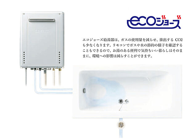 【給湯器】便利で環境へもやさしい高効率給湯器。ガスの使用量・排出するCO2を少なくできます。