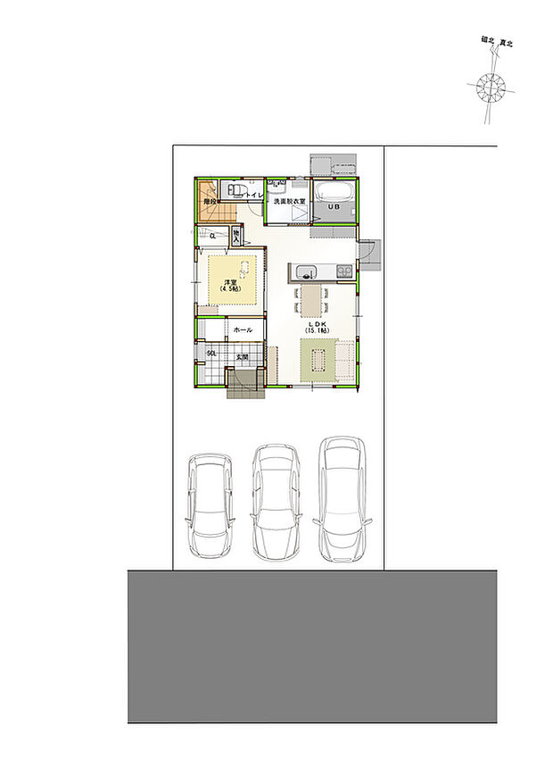 【区画図】（区画図）駐車３台可能なカースペース付き♪　※画像はイメージです