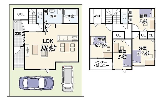 【【新築参考プラン】】建物価格2279万円、建物面積99.23m2