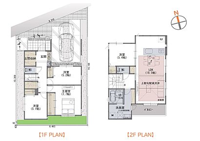 建物面積には車庫部分13.24m2を含みます。 