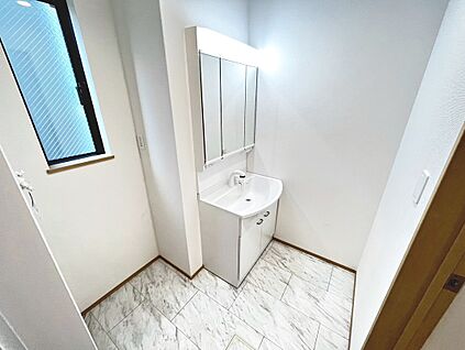 ３面鏡のシャワー付洗面台