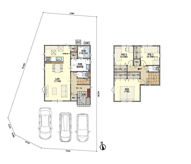 LDK空間で家族が自然と集う住まい。家事ラク動線やリビング収納など、使いやすさにこだわりました。各階物入れ付きで収納力も◎