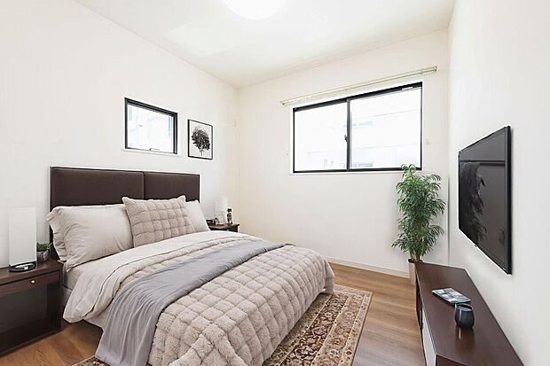 【【施工例】洋室】【施工例】お子様のお部屋や書斎として使いやすい洋室。クローゼット付きで収納力があり、空間をすっきり保てます。※家具配置はイメージです。