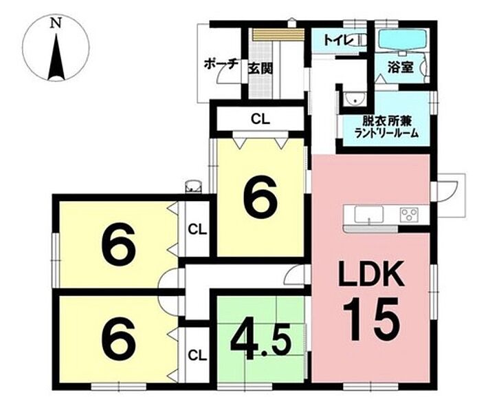 2698万円、4LDK、土地面積286.47m2、建物面積89.43m2　15帖の長方形リビングは使い勝手◎横の4.5帖和室をリビングの一角としてお使いいただくこともできます♪