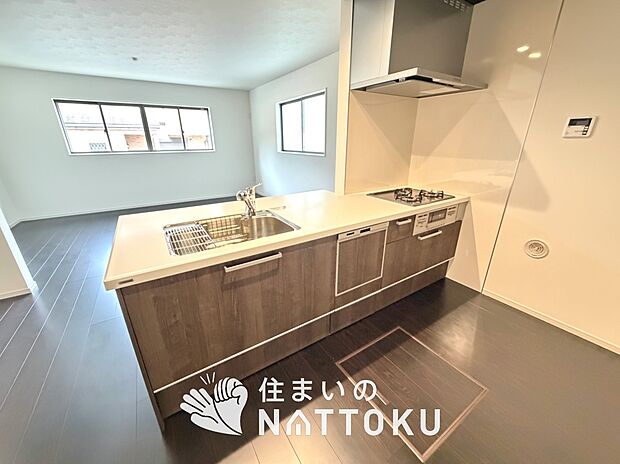 現地写真(キッチン)
収納たっぷりのシステムキッチン、浄水器付水栓を標準装備しています。