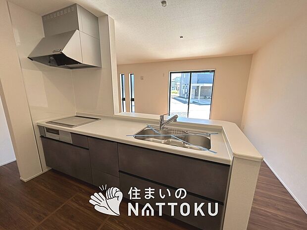 現地写真(キッチン)
収納たっぷりのシステムキッチン、浄水器付水栓を標準装備しています。