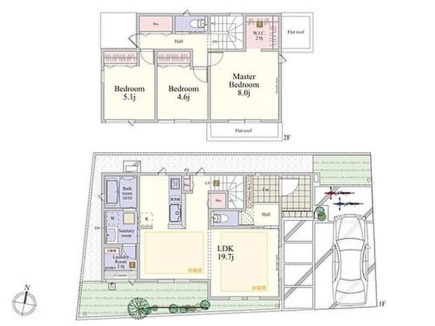 【3LDK+S】◆19.7帖の広々LDKプラン
◆ランドリールームを導入して、バルコニーを敢えて設計しないプラン
◆LDKとサニタリールームを最短で繋いだ家事動線計画