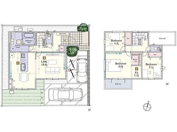 【3LDK】19.6帖のLDKからサニタリールームまで行き来がスムーズな「家事ラク動線」を採用してます。こちらのプランでは、「FIT(フィット)」を主寝室に導入しました。