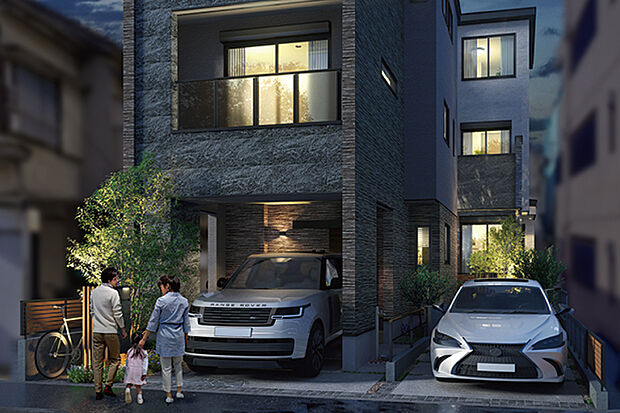 【灯かりのいえなみ協定(R)】暗くなると自動点灯するLEDライトが街区全体を照らし、美しい景観を創出するとともに安全性と防犯性を高めます。