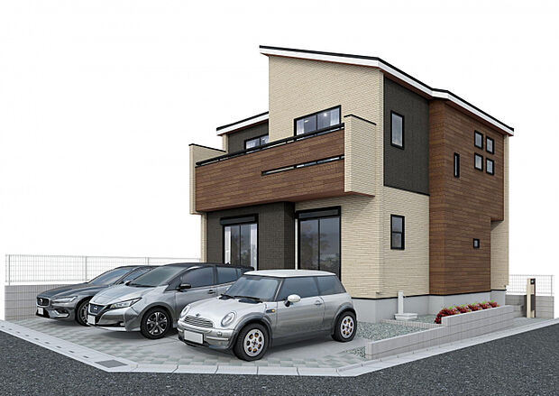 完成予定パース 西武池袋線「入間市」駅までバス8分、「武蔵藤沢」駅までバス14分、バス停「入間扇町屋団地」まで徒歩4分