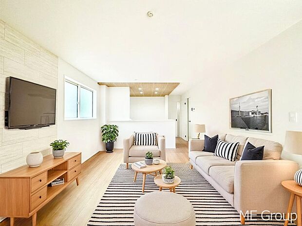 【リビング】対面キッチン＆リビングイン階段を採用した家族の絆深まるＬＤＫ　※家具はCGです