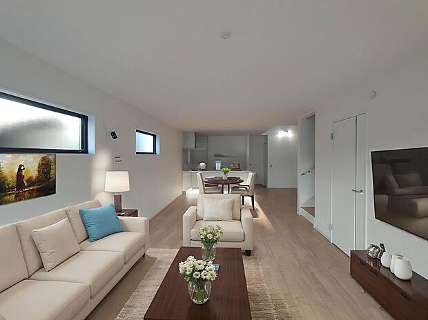 広々としたLDKに、自分好みのインテリアでレイアウト。季節ごとに模様替えなども、楽しみの一つとなりそうです。※家具をCGで加工しています。家具付き販売ではございません。