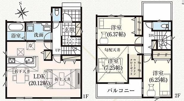 (１号棟)、3LDK、土地面積125.57m2、建物面積99.98m2