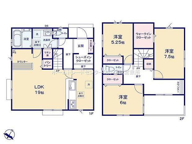 (１号棟)3LDK、土地面積174.44m2、建物面積102.67m2