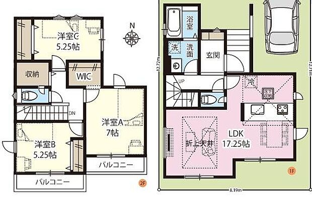 (1号棟)、3LDK、土地面積104.18m2、建物面積90.66m2