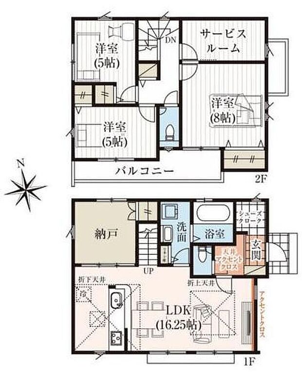 (2号棟)、3LDK+S、土地面積125.09m2、建物面積99.99m2