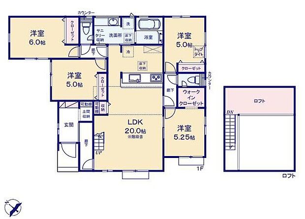 (１号棟)、4LDK、土地面積204.62m2、建物面積100.61m2
