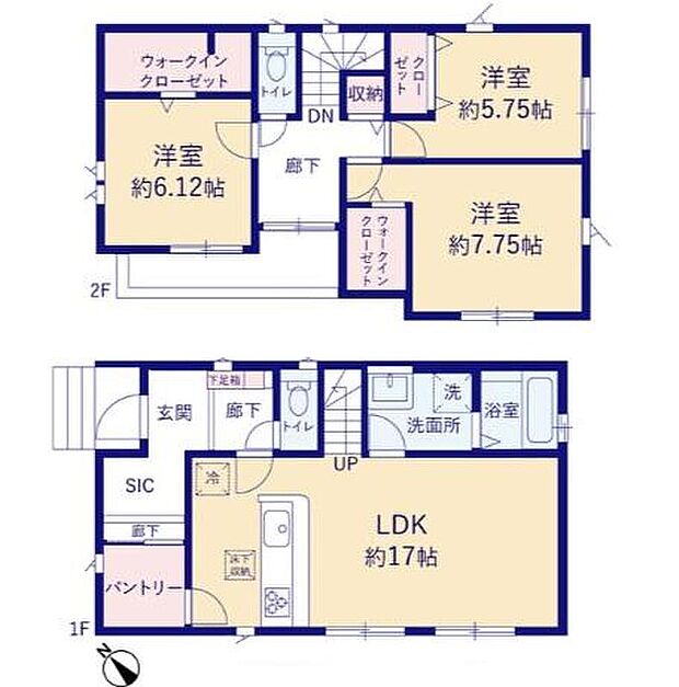 (１号棟)、3LDK、土地面積116.47m2、建物面積101.43m2