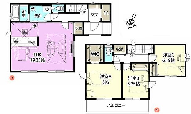 (3号棟)、3LDK、土地面積125.75m2、建物面積98.33m2