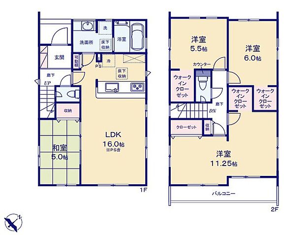 (1号棟)、4LDK、土地面積130m2、建物面積104.33m2