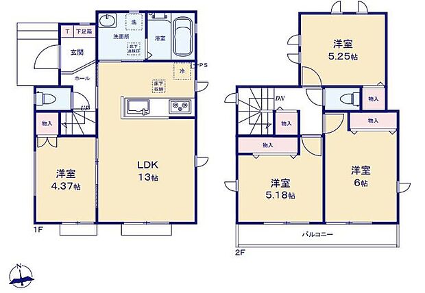 (A号棟)、4LDK、土地面積101.64m2、建物面積80.52m2