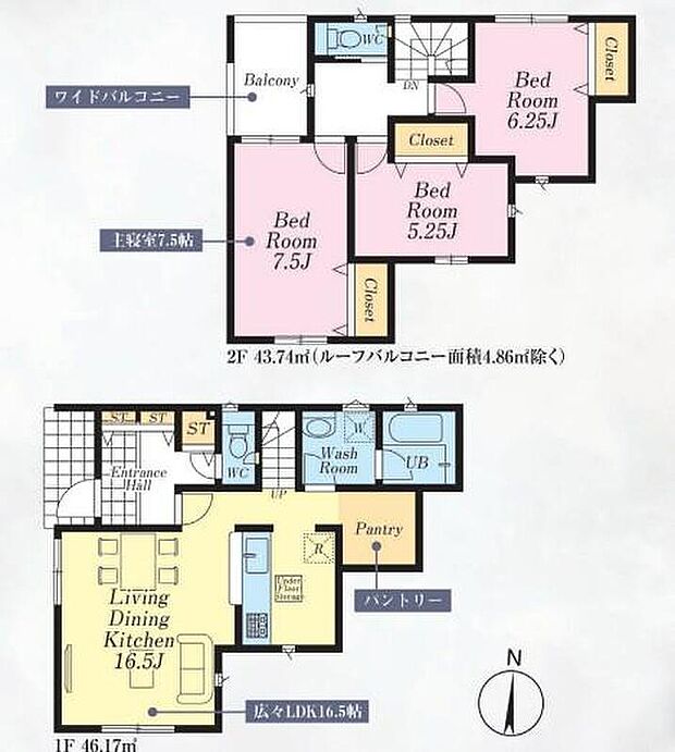 (３号棟)、3LDK、土地面積121.32m2、建物面積89.91m2