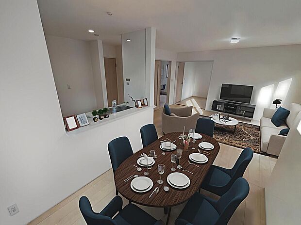 【リビング】広々としたLDKに、自分好みのインテリアでレイアウト。季節ごとに模様替えなども、楽しみの一つとなりそうです。※家具をCGで加工しています。家具付き販売ではございません。
