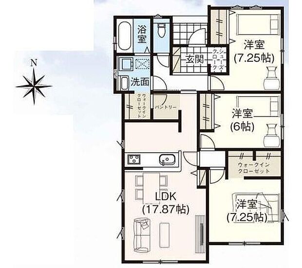 【4LDK】☆フリースペース付きLDK☆
１７帖超えのゆとりのLDKにフリースぺースを設置しました！パントリーや収納スペースとして、テレワークスペースやお子様の遊び場としてもご活用いただけます♪