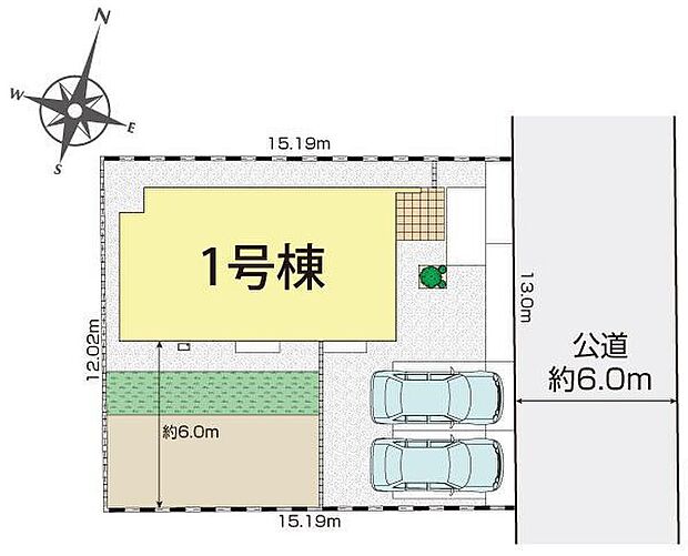 【全体区画図】敷地59坪超え全室南向き♪陽光たっぷり降りそそぐ、南庭を備えた理想のお住まいです。お子様の遊び場や趣味のガーデニングなど、ライフスタイルに合わせていろいろとお楽しみ頂けます。
