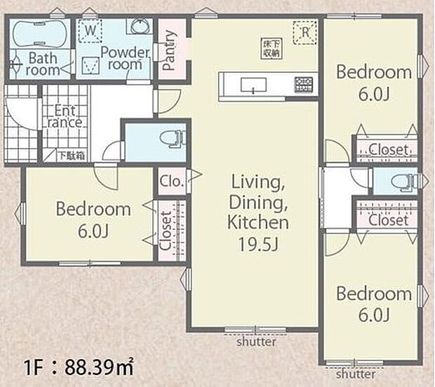 【3LDK】バリアフリーな平屋建て♪階段がなく水平移動で暮らせるので、小さなお子様やご年配の方でも安心してお住まいいただけます。パントリー付きで収納も豊富です！