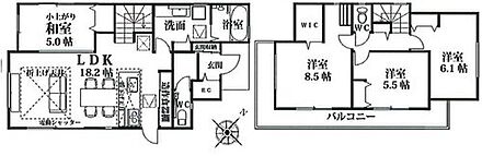 リビングに隣接する小上り和室を開放すると２３帖超えの大空間に！リビングの延長として広くお使いいただけます。キッズコーナーやお昼寝コーナーにも最適♪パントリー・WIC・SIC完備！ 