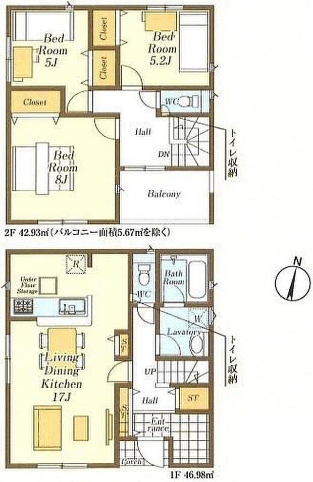 【3LDK】ワンフロアタイプのLDKは１７帖！ご家族揃ってゆっくりお過ごしいただけます♪主寝室は８帖あるのでシングルベッド２台やキングサイズを置いても、ドレッサーやテレビ、チェストなどを置く余裕が生まれます！