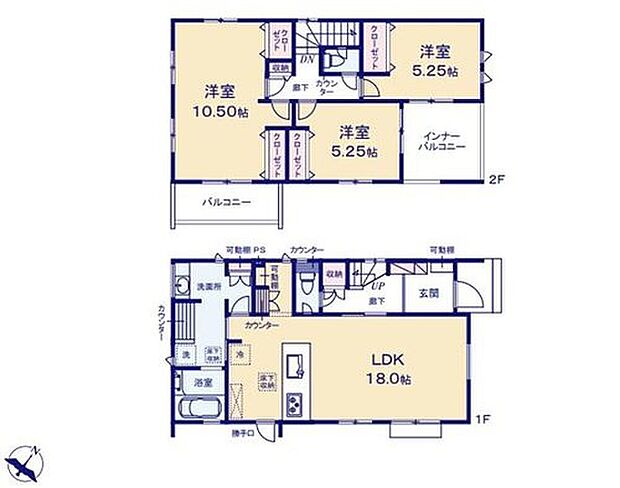 【3LDK】☆大型洗面室☆
洗面室にしっかりとしたゆとりを持たせることで毎日の暮らしが効率的になります。カウンターと吊り下げ物干し付なので洗濯物の室内干しもラクラク♪