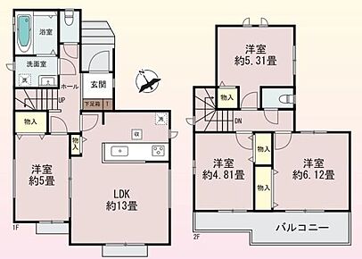 リビングに隣接する洋室を開放すると１８帖の大空間に！リビングの延長として広くお使いいただけます。キッチン横の収納はパントリーに最適♪水や食材をまとめ買いしても置き場所に困らないのはうれしいですね！ 