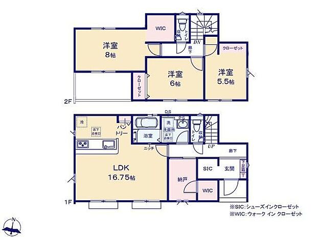 【3LDK+S】(土地面積：路地状部分約55平米含む)多目的に使える納戸は、小窓付きで換気もしやすいので、収納部屋としては勿論、書斎やスタディーコーナー、趣味のお部屋に最適♪