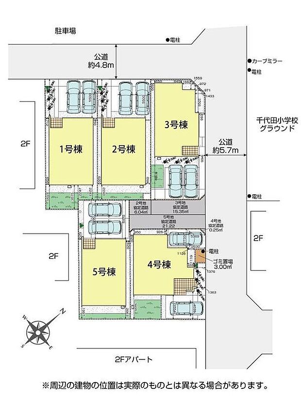 【全体区画図】開放的な住環境の第一種低層住居専用地域。周辺は高さ制限が設けられているため、空が広く感じられます。落ち着きある街並みが広がります。
