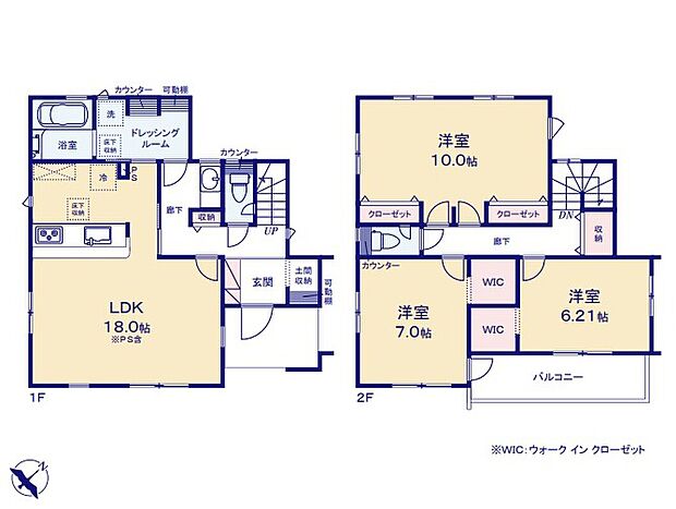 【3LDK】(車庫部分1.65m2含む)
☆全居室6帖以上☆
成長につれて増えてくるお子様の荷物も、気にすること無くのびのびとしたお部屋を用意してあげられますね♪