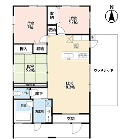 LDKは18.2畳♪サニタリールームは外から直接出入りできます！汚れた服やウエットスーツでも安心です！