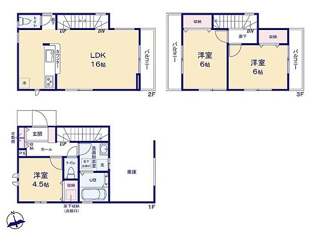 (1号棟)、価格3690万円、3LDK、土地面積60.24m2、建物面積91.53m2