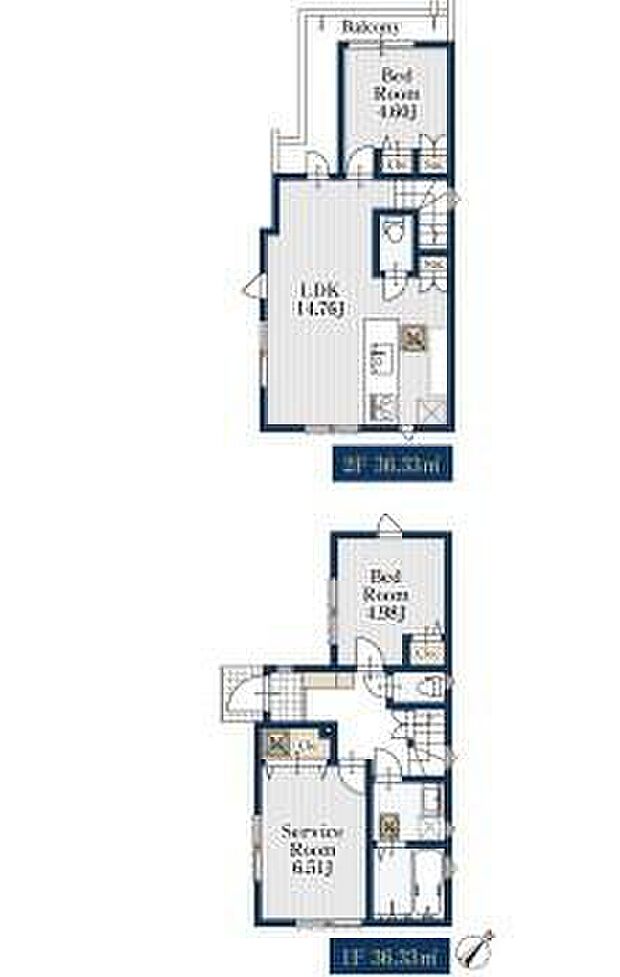 (２号棟)、価格5980万円、2LDK+S、土地面積73.08m2、建物面積72.66m2