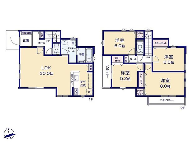 (1号棟)、価格5599万円、4LDK、土地面積117.07m2、建物面積105.57m2