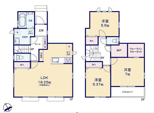 (A号棟)、価格4590万円、3LDK+S、土地面積114.7m2、建物面積92.53m2
