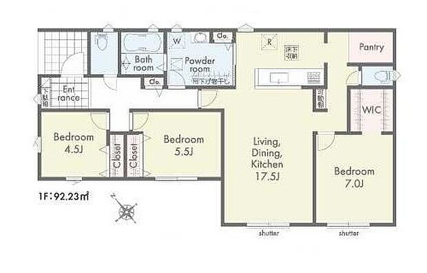 【3LDK】ゆとりある17.5帖LDK!家族との会話も自然と増える対面式キッチン採用♪
パントリー、WIC等収納充実しています☆