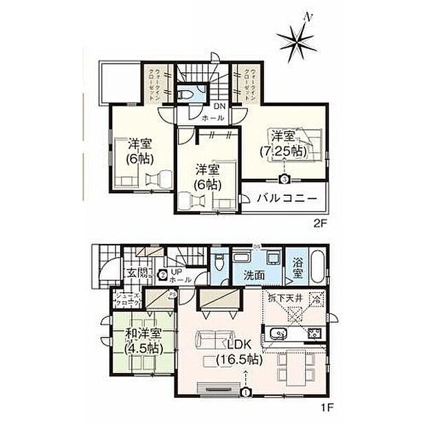 【4LDK】全居室南向きの明るいお住まい♪通風・採光に優れたLDK。水回りを集中させ必要な場所に収納を配置した効率的な家事動線♪